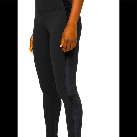 lululemon athletica Pants - lululemon Align 28 in black leggings w velour stripe size 6